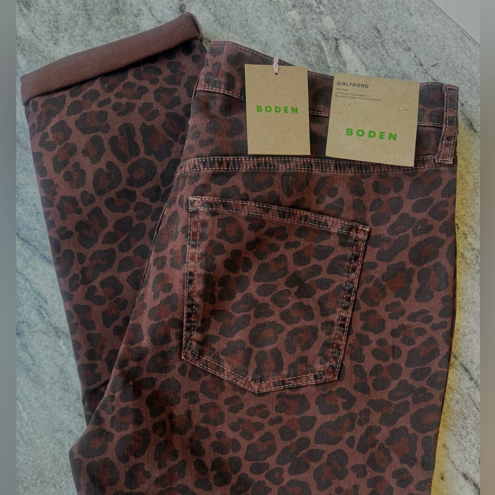 Boden Brown Leopard Print Jeans